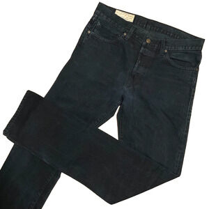 Willie + Imogene Barton Slim Selvedge Jeans Men 31x34 Button Fly Dark Blue Rinse